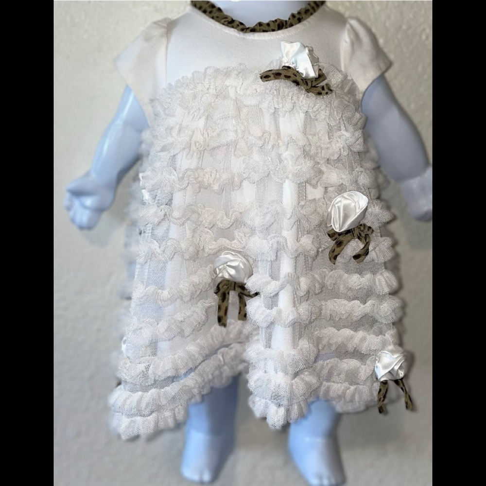 Nanette Baby Infant Ruffle/Cheetah Dress Sz 3-6M